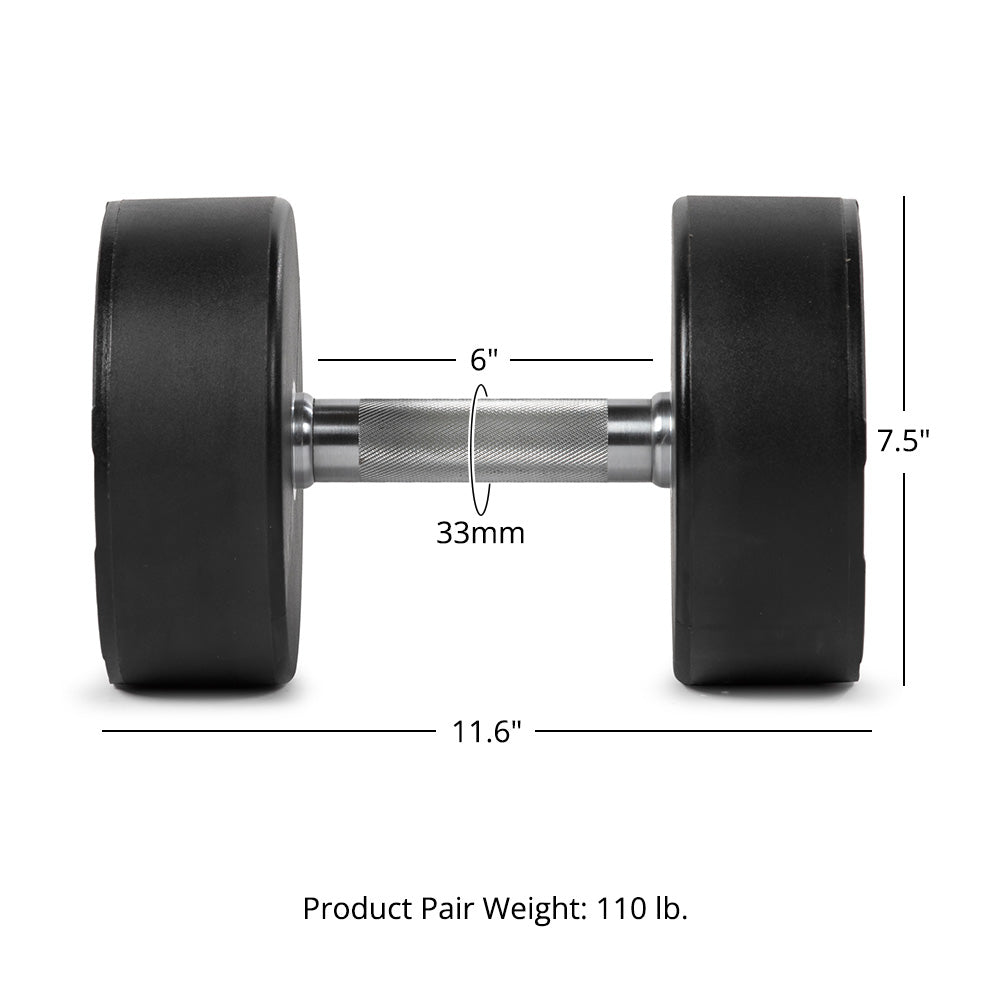 LB Round Urethane Dumbbells | 55 LB Detail