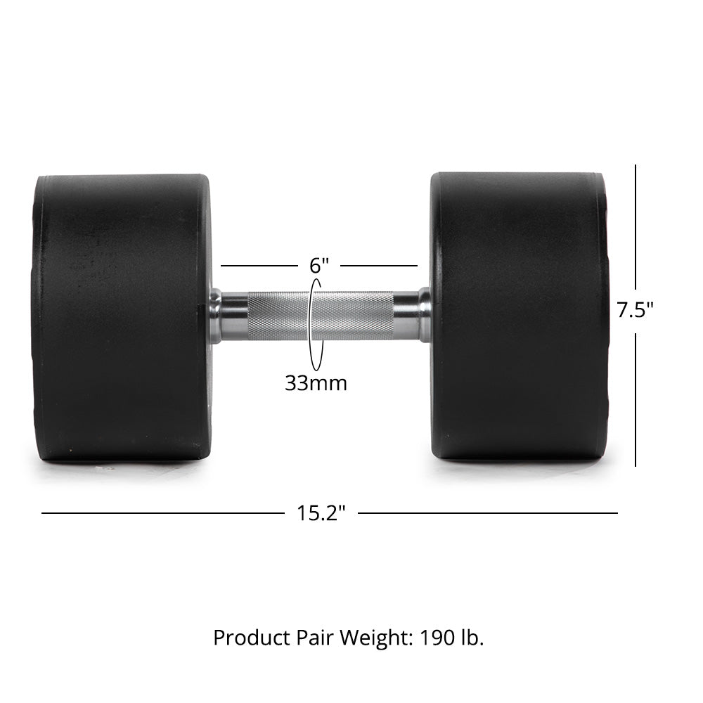 LB Round Urethane Dumbbells | 95 LB Detail