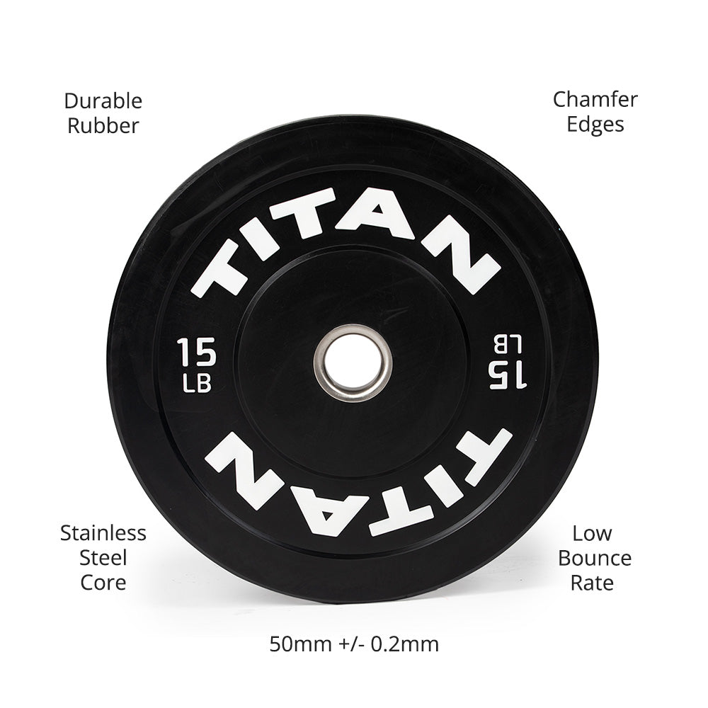 LB Economy Black Bumper Plates | 15 LB Detail 2
