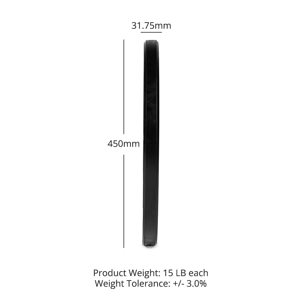 LB Economy Black Bumper Plates | 15 LB Detail 3