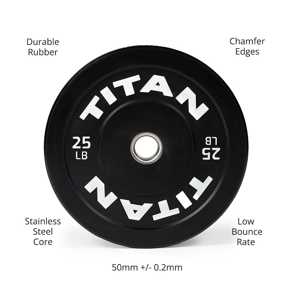 LB Economy Black Bumper Plates | 25 LB Details 2