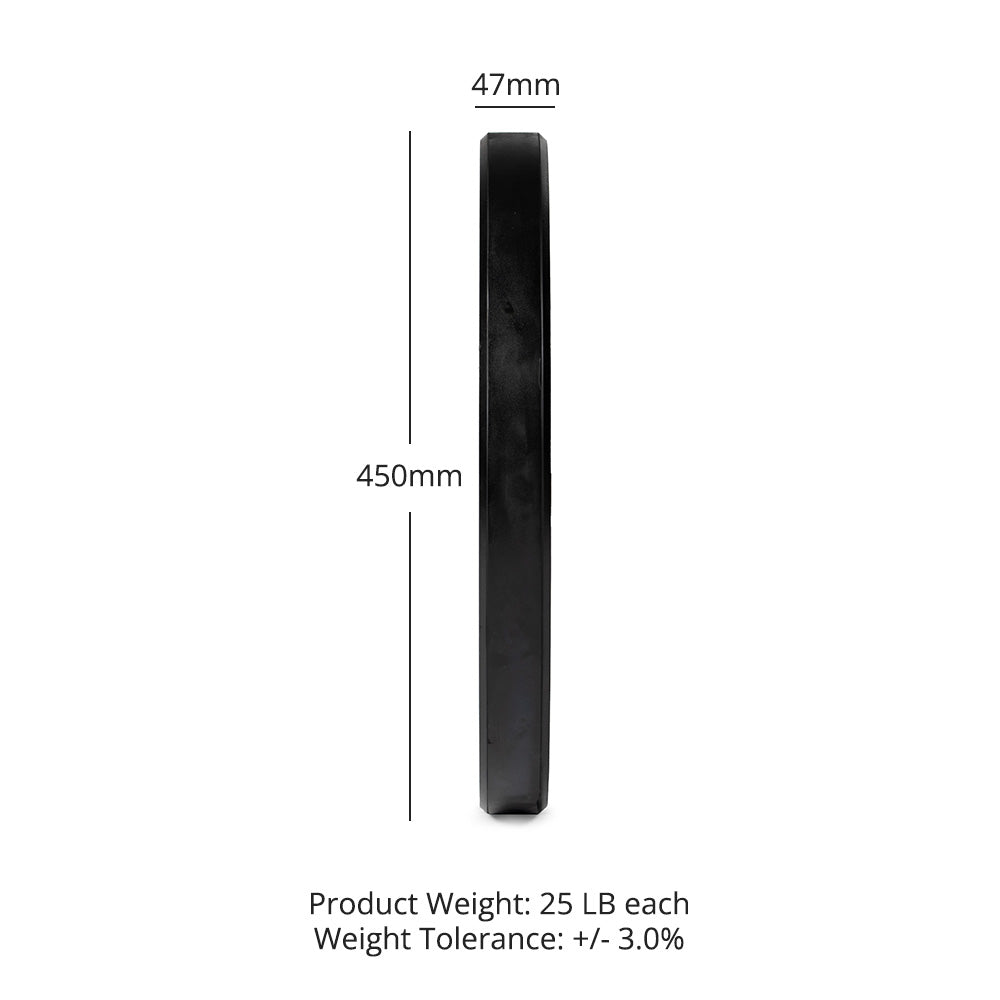 LB Economy Black Bumper Plates | 25 LB Detail 3