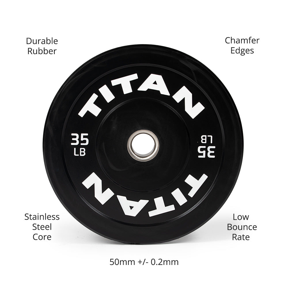 LB Economy Black Bumper Plates | 35 LB Detail 2