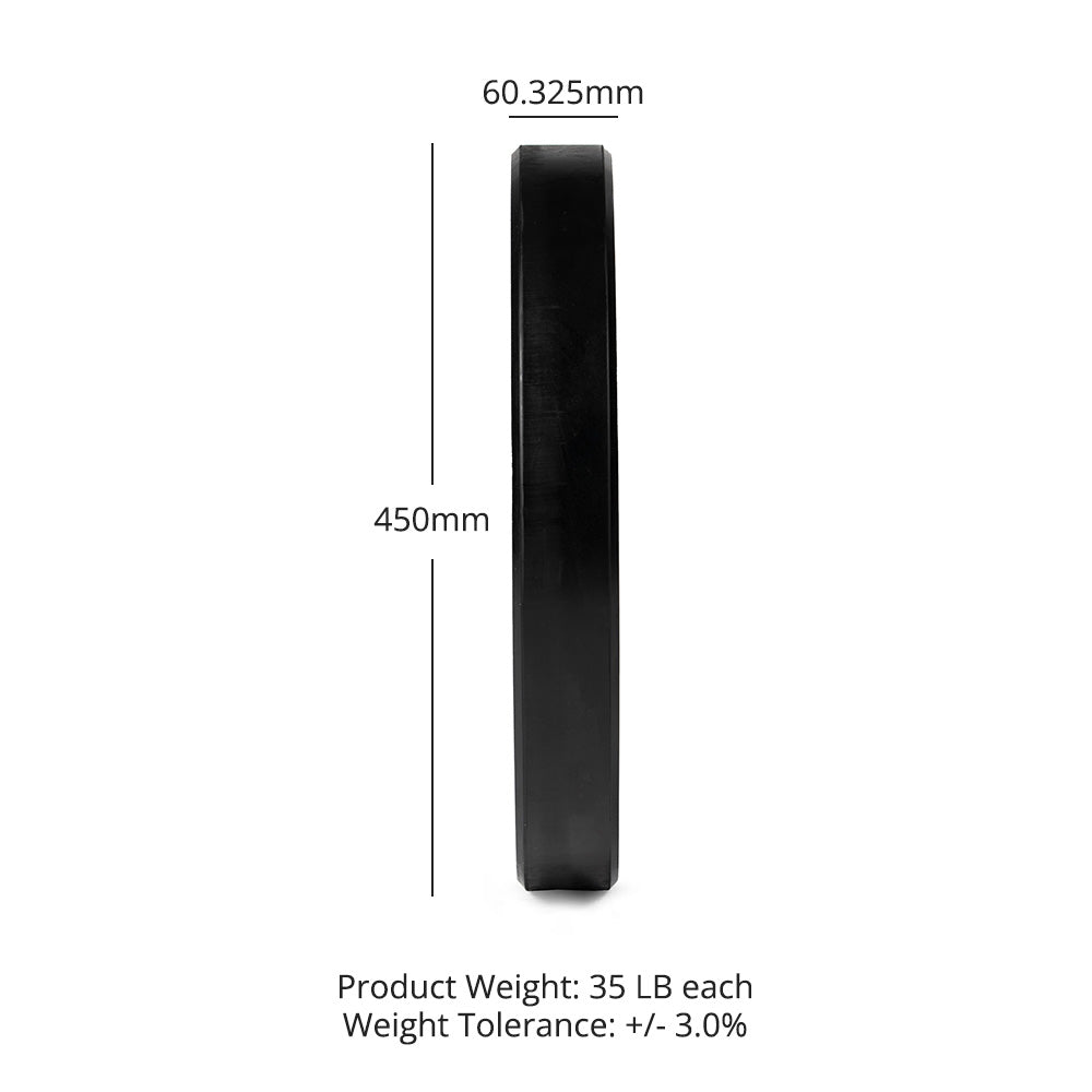 LB Economy Black Bumper Plates | 35 LB Detail 3