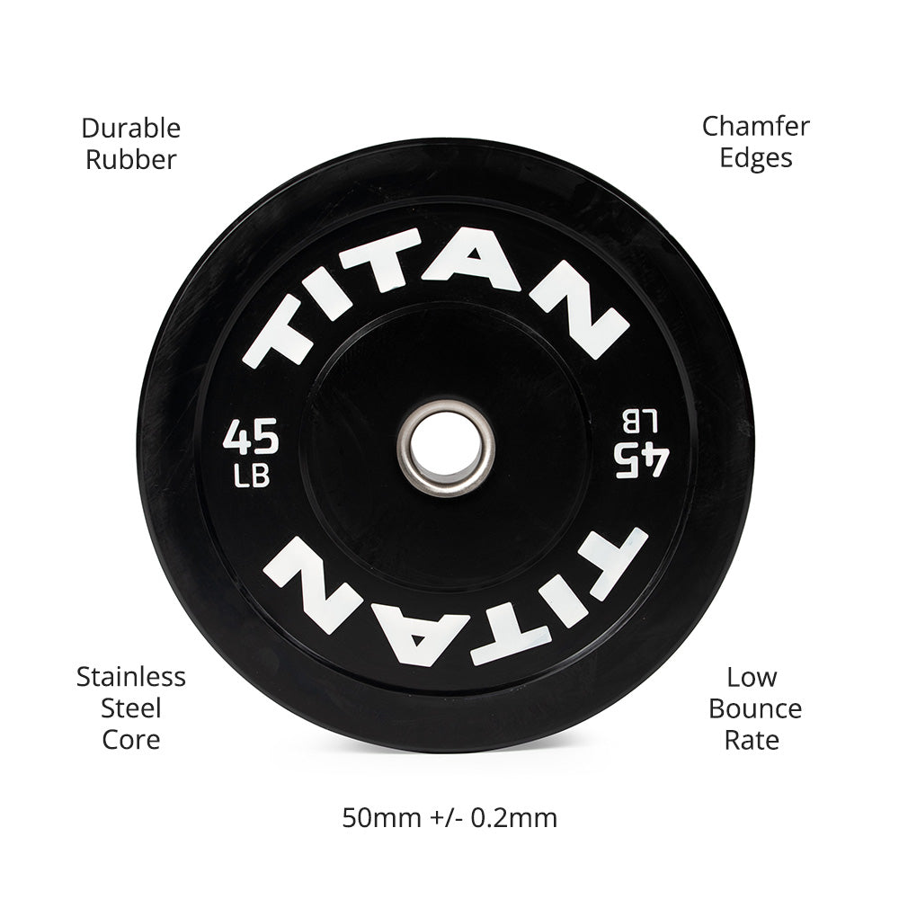 LB Economy Black Bumper Plates | 45 LB Detail 2