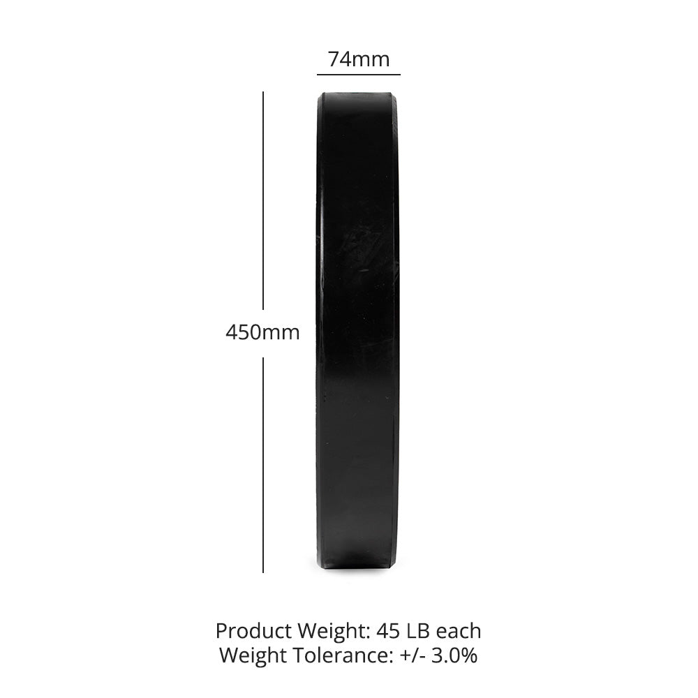 LB Economy Black Bumper Plates | 45 LB Detail 3