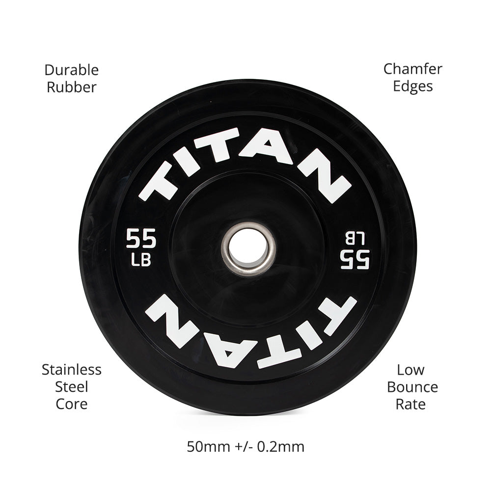 LB Economy Black Bumper Plates | 55 LB Detail 2