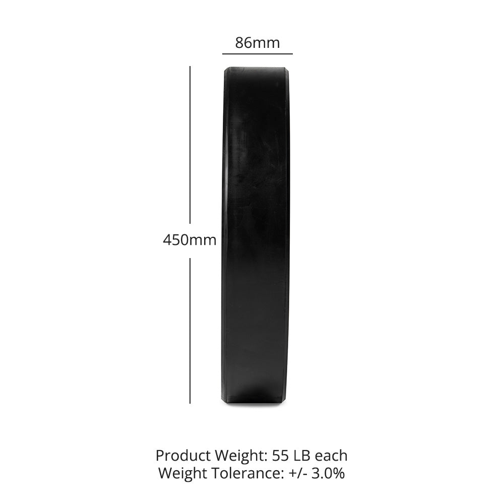 LB Economy Black Bumper Plates | 55 LB Detail 3