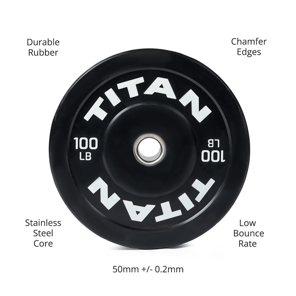LB Economy Black Bumper Plates | 100 LB Detail 2