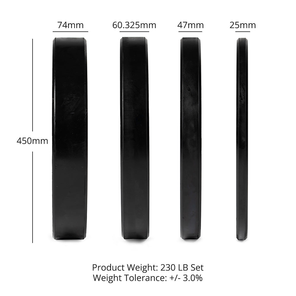 LB Economy Black Bumper Plates | 230 LB Set Detail 3