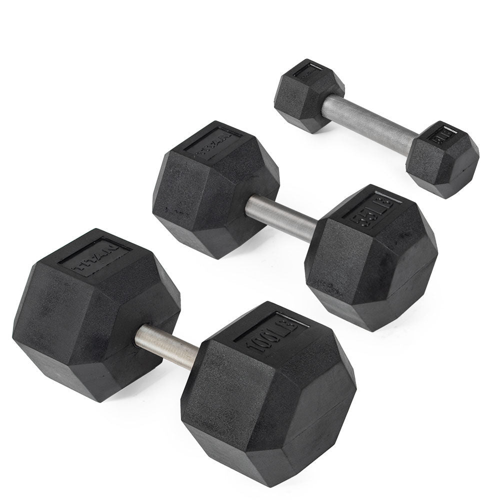 Straight Stainless Steel Hex Dumbbells | 2