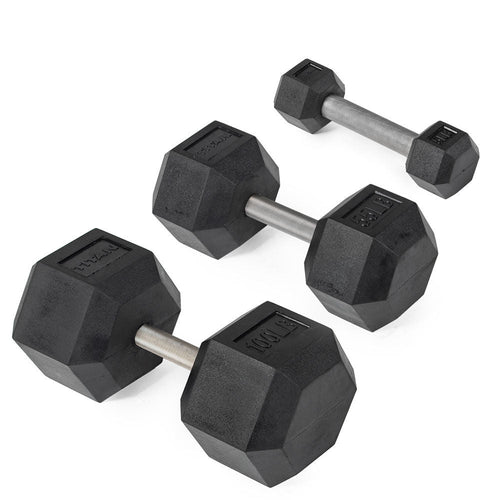 Straight Stainless Steel Hex Dumbbells | 2