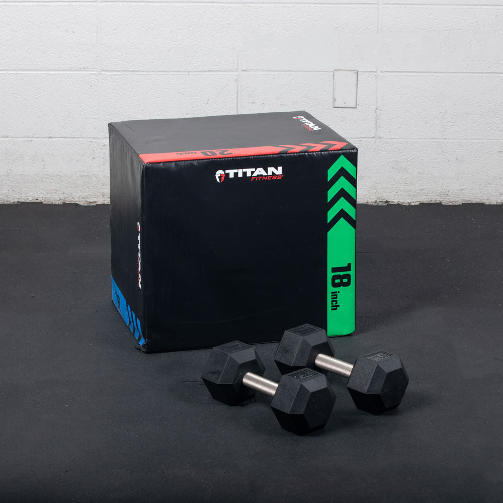 Straight Stainless Steel Hex Dumbbells | 3